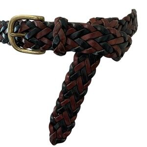 Cole Haan Braided Leather Belt for Men - Black and Brown with brass buckle